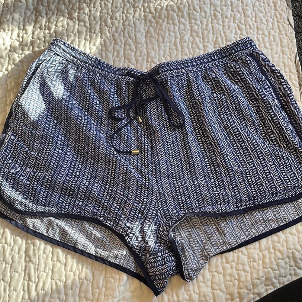 Gap Womens Navy Blue White Herringbone Elastic‎ Waist Drawstring Shorts XS